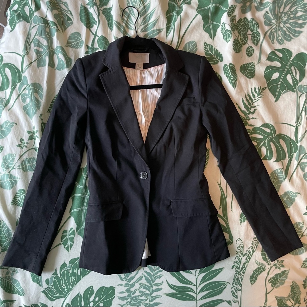 Black Slim-fit H&M Blazer Suit Jacket